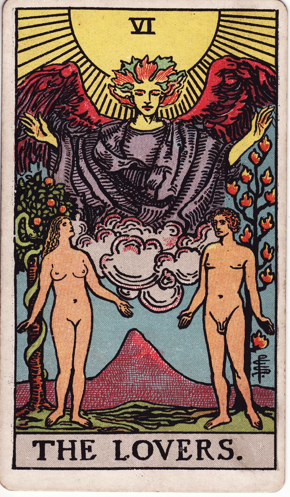 The Lovers card from the Rider-Waite tarot deck